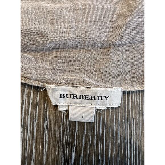 Authentic BURBERRY UNI Kids Beige / Stone Gauze Wool Silk Check Scarf EUC - Picture 5 of 9
